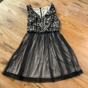 black & cream short/cocktail/party lace dress